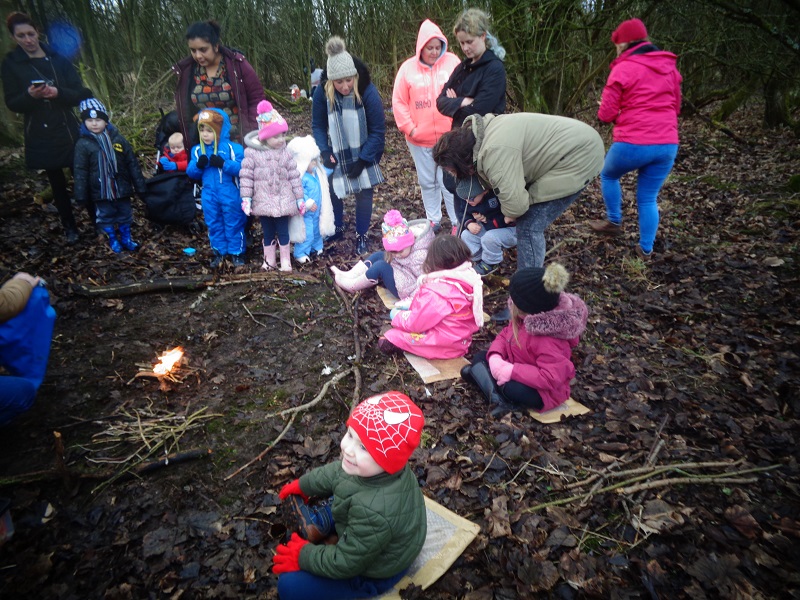 Sitting around the fire to toast our marshamllows